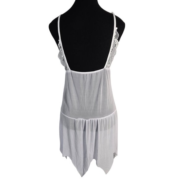 NWOT | 2 Piece White Lace Mesh Button Front Chemise Babydoll Lingerie | 3XL - Picture 3 of 5